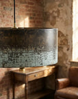 Handmade Oxidized Copper Drum Pendant Light for Kitchen Island