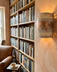 Handmade White Patina Copper Wall Sconce – Hammered Rustic Light