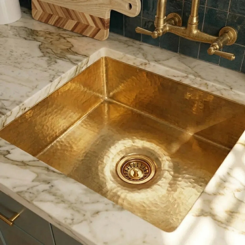 Hammered Brass Bar Sink for Luxury Kitchen Counters
