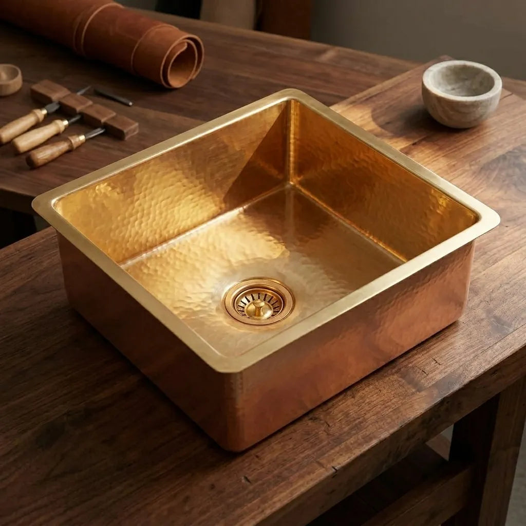 Hammered Brass Bar Sink for Luxury Kitchen Counters