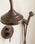 Aged Copper Rainfall Shower Set with Hand Sprayer