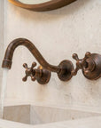 Rustic Copper Wall Faucet – Vintage Cross Handle Sink Tap