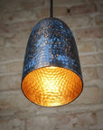 Handmade Blue Patina Copper Pendant Light – Rustic Hammered Ceiling Lamp