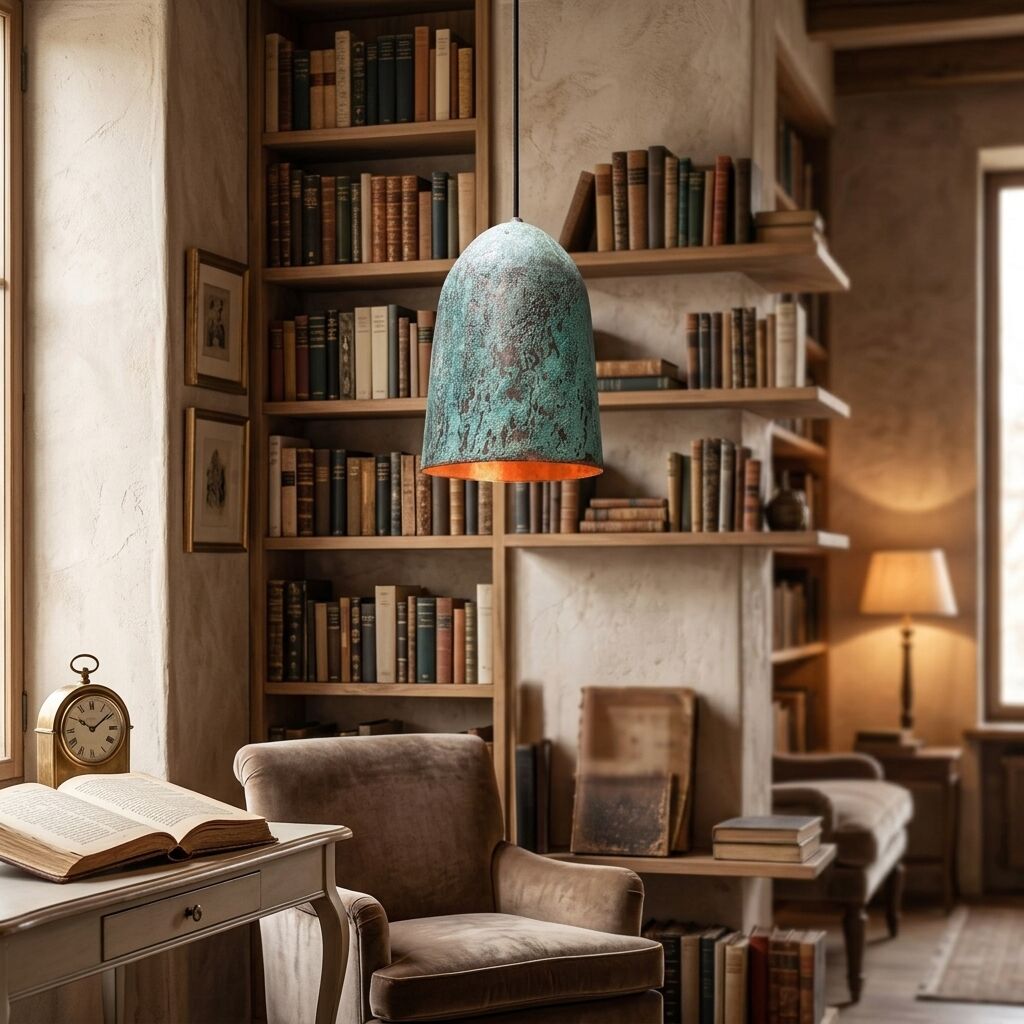 Oxidized Copper Pendant Light – Handmade Rustic Hanging Lamp