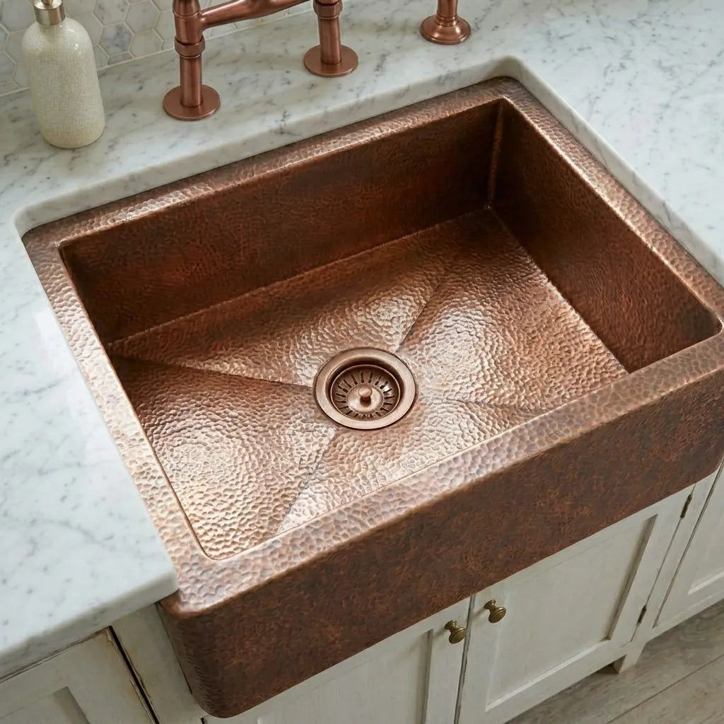 Premium Hammered Copper Farmhouse Sink