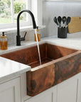 Solid Copper Farmhouse Kitchen Sink with Hammered Finish