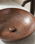 Handmade Hammered Copper Vessel Sink for Rustic Bathroom Vanity