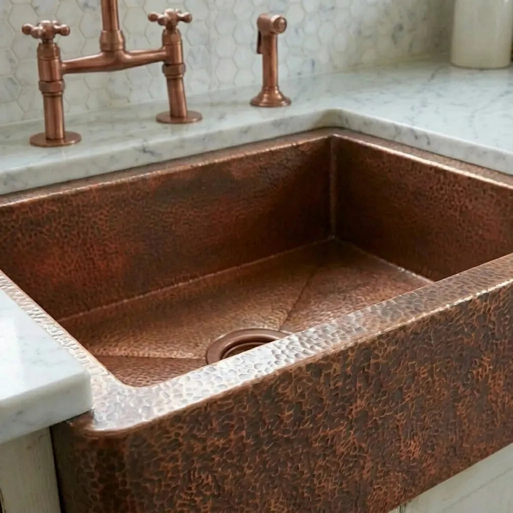 Premium Hammered Copper Farmhouse Sink