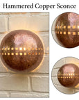 Handmade Hammered Copper Globe Wall Sconce with Artisan Cutouts