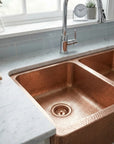Artisan Hammered Double Bowl Copper Farmhouse Apron Front Kitchen Sink