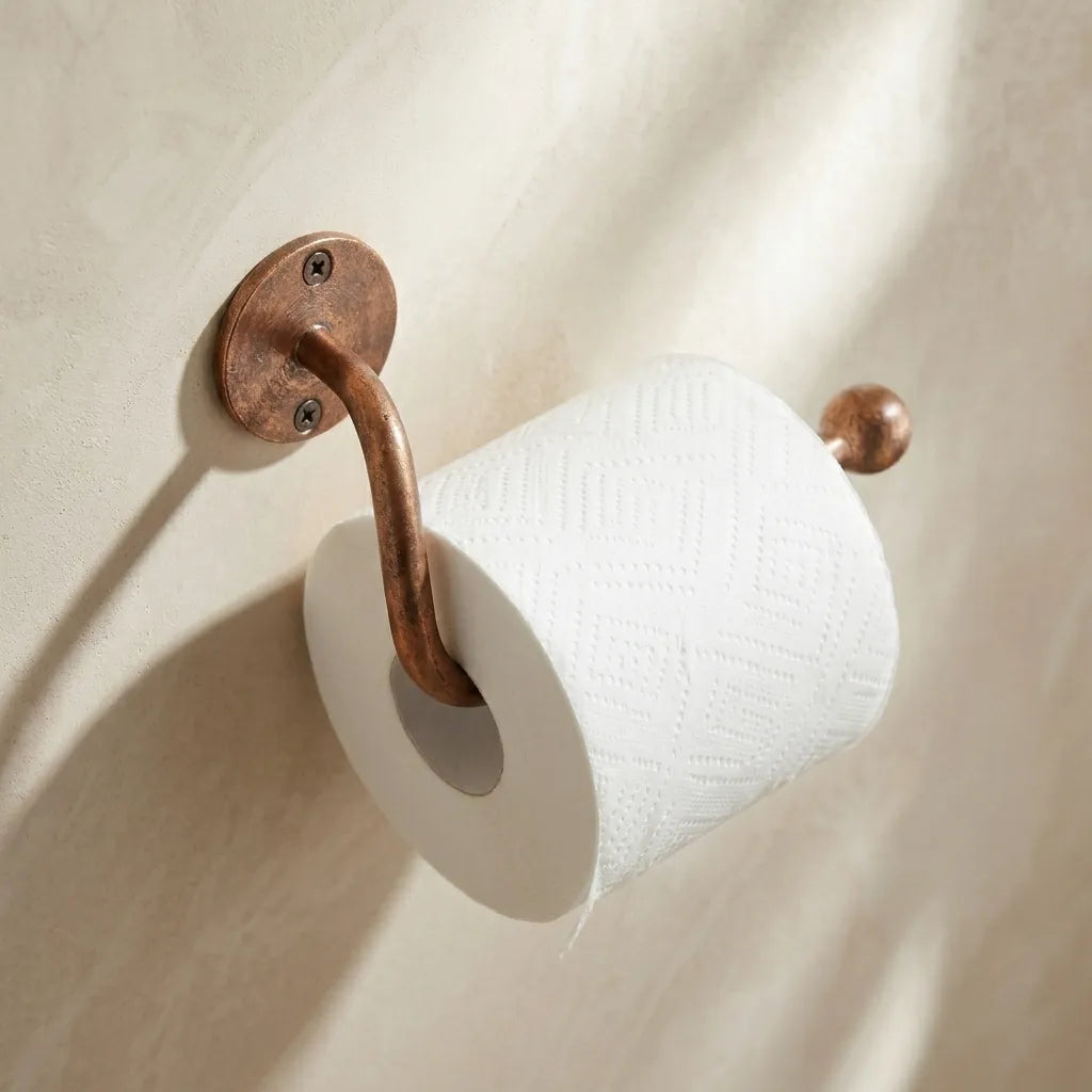 Aged Copper Wall Toilet Roll Holder – Rustic Bath Hardware