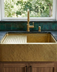 Handmade Hammered Unlacquered Brass Farmhouse Apron Kitchen Sink