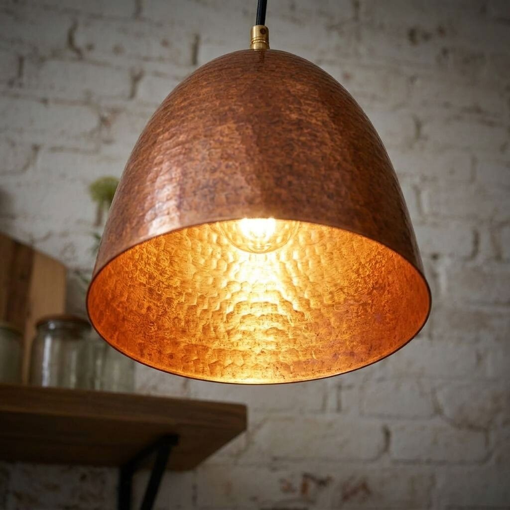 Handmade Hammered Copper Dome Pendant Light for Kitchen Island