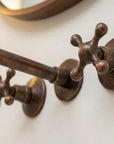 Aged Copper Wall Faucet with Vintage Cross Handles