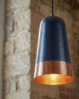Handcrafted Black Hammered Copper Pendant Light for Kitchen Island