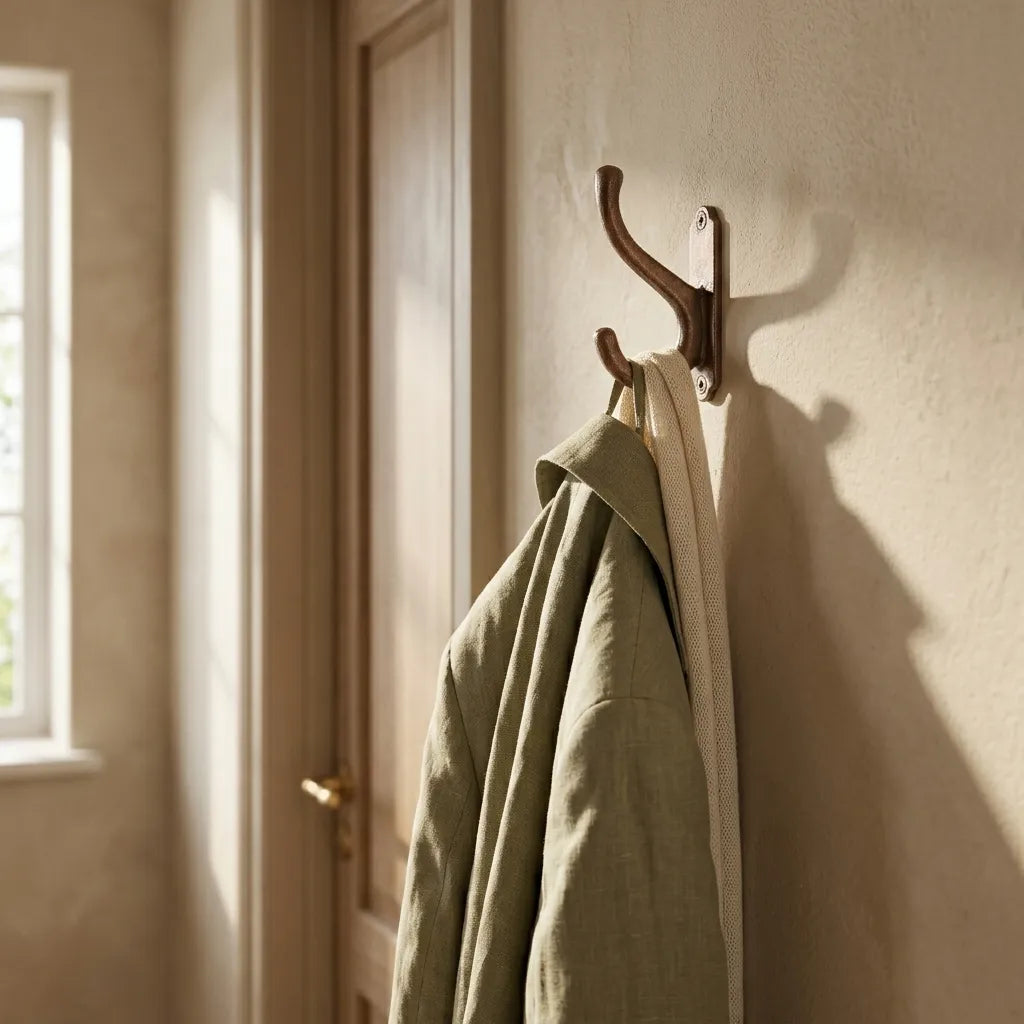 Aged Copper Double Wall Hook – Rustic Coat & Robe Hanger