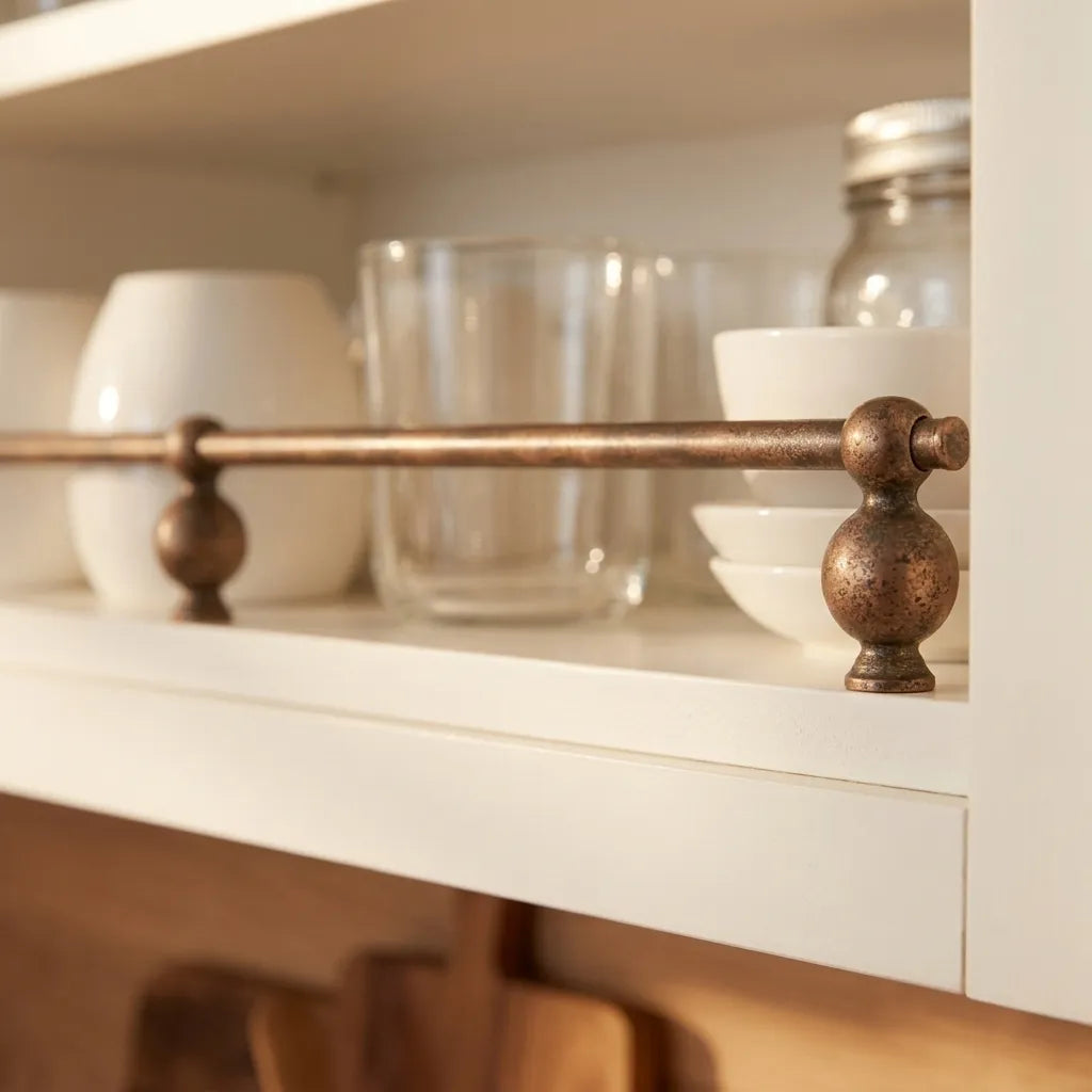 Aged Copper Cabinet Shelf Rail – Vintage Kitchen Guard Bar