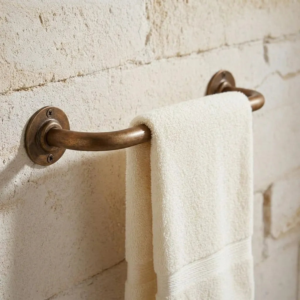 Antique Copper Bathroom Towel Bar – Farmhouse Wall Rail