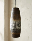 Handmade Oxidized Copper Cylinder Pendant Light – Rustic Tall Ceiling Lamp