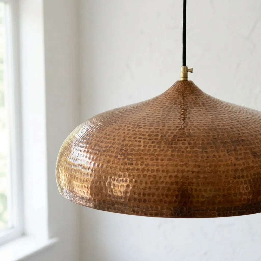 Handmade Hammered Copper Dome Pendant Light for Kitchen Island