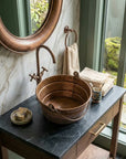 Handmade Hammered Copper Bucket Vessel Sink with Handles