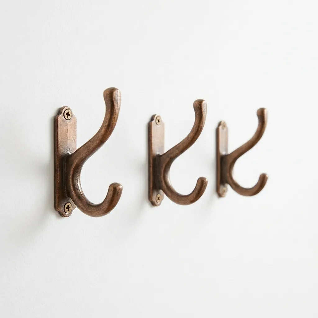 Aged Copper Double Wall Hook – Rustic Coat & Robe Hanger