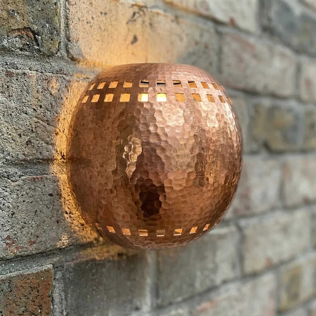 Handmade Hammered Copper Wall Sconce – Rustic Round Accent Light