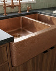 Artisan Copper Farmhouse Kitchen Sink with Double Basin