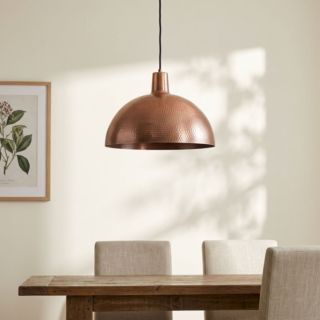 Handmade Hammered Copper Dome Pendant Light for Kitchen Island