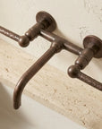 Aged Copper Wall Mounted Bathroom Faucet – Hammered Handles