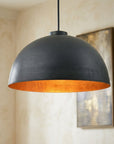 Handmade Black Hammered Copper Dome Pendant Light