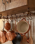 Aged Copper Under Cabinet Pot Rail with S Hooks