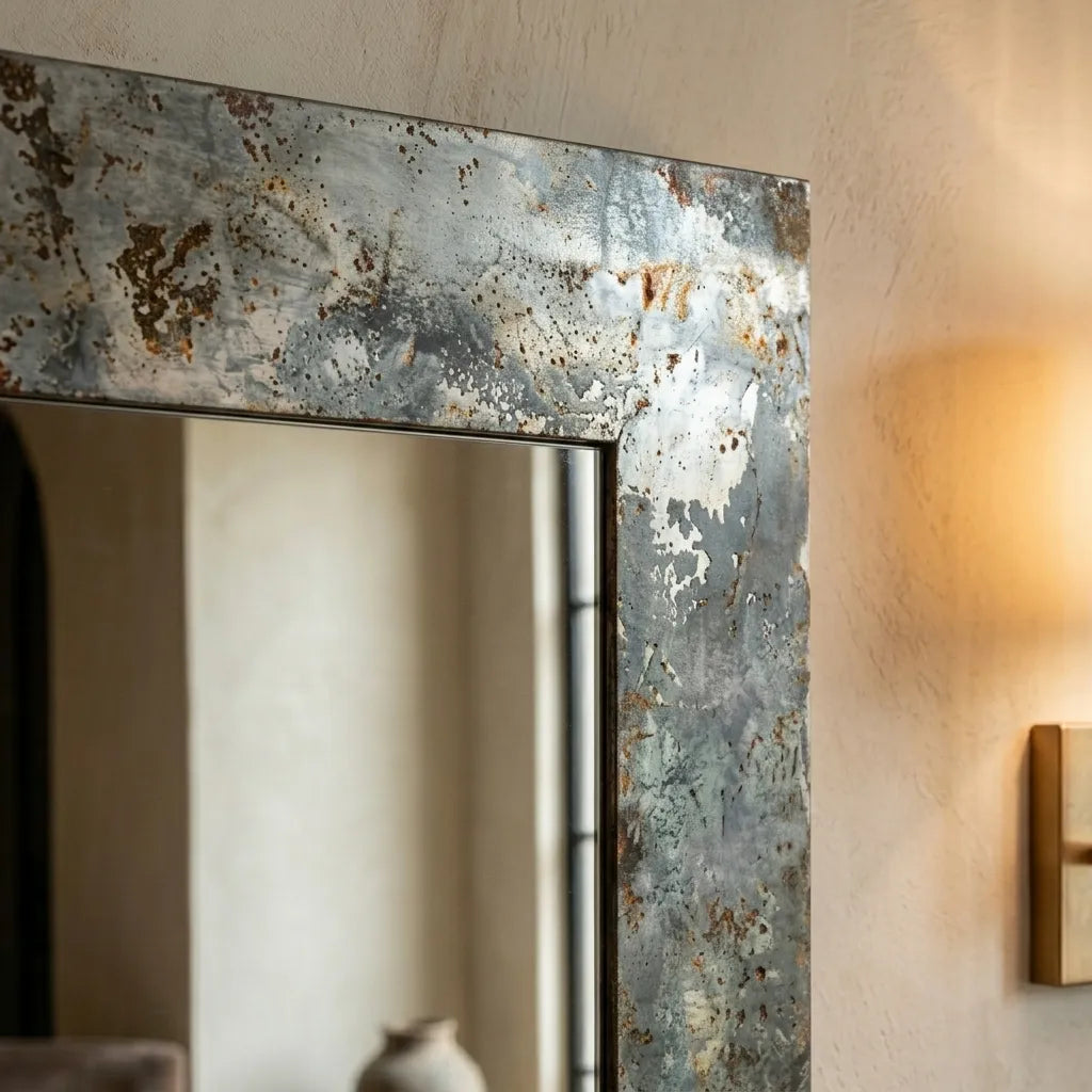 Oxidized Copper Vanity Mirror – Wabi Sabi Wall Decor