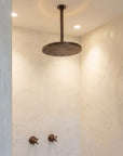 Aged Copper Ceiling Shower with Round Rainfall Head