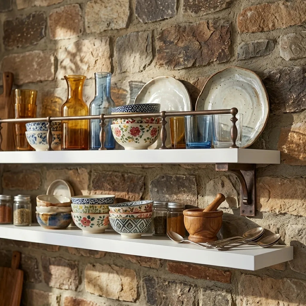 Handmade Aged Copper Gallery Rail for Kitchen Shelves