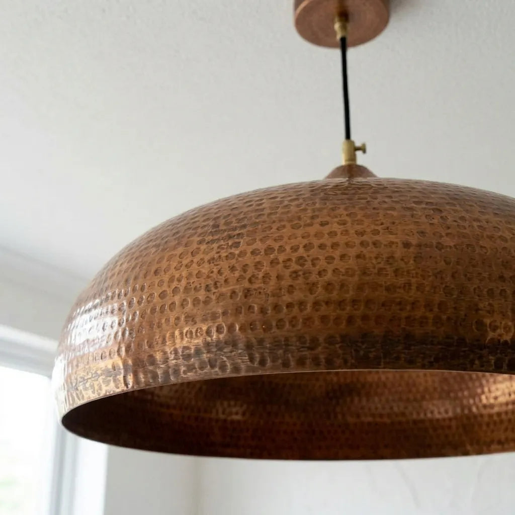 Handmade Hammered Copper Dome Pendant Light for Kitchen Island
