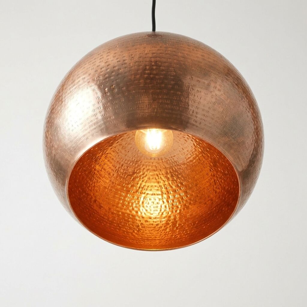 Handcrafted Hammered Copper Globe Pendant Light