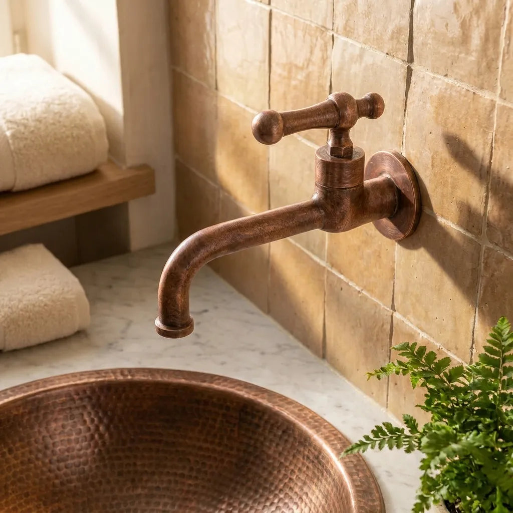 Vintage Copper Wall Faucet – Single Handle Sink Tap