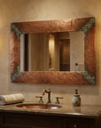 Hammered Copper Wall Mirror – Rustic Patina Vanity Frame