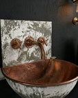 Rustic Wall Mount Copper Bathroom Sink with Hammered Basin