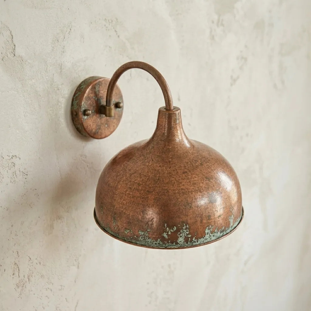 Handmade Hammered Copper Wall Sconce – Rustic Outdoor Patio Light