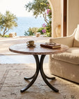 Round White Patina Copper Coffee Table