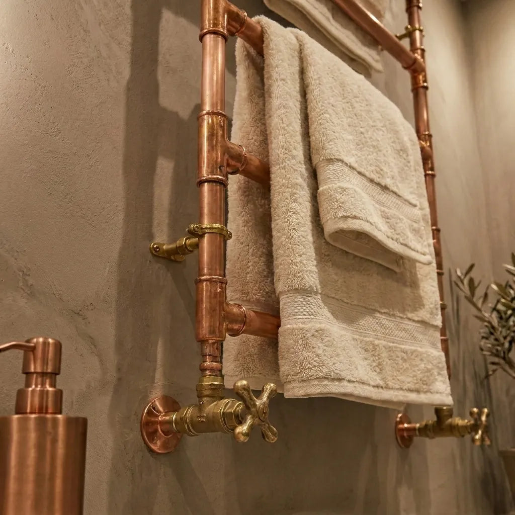 Copper Ladder Towel Rack – Rustic Wall Bathroom Rail