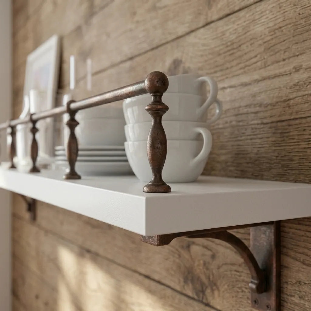 Handmade Aged Copper Gallery Rail for Kitchen Shelves