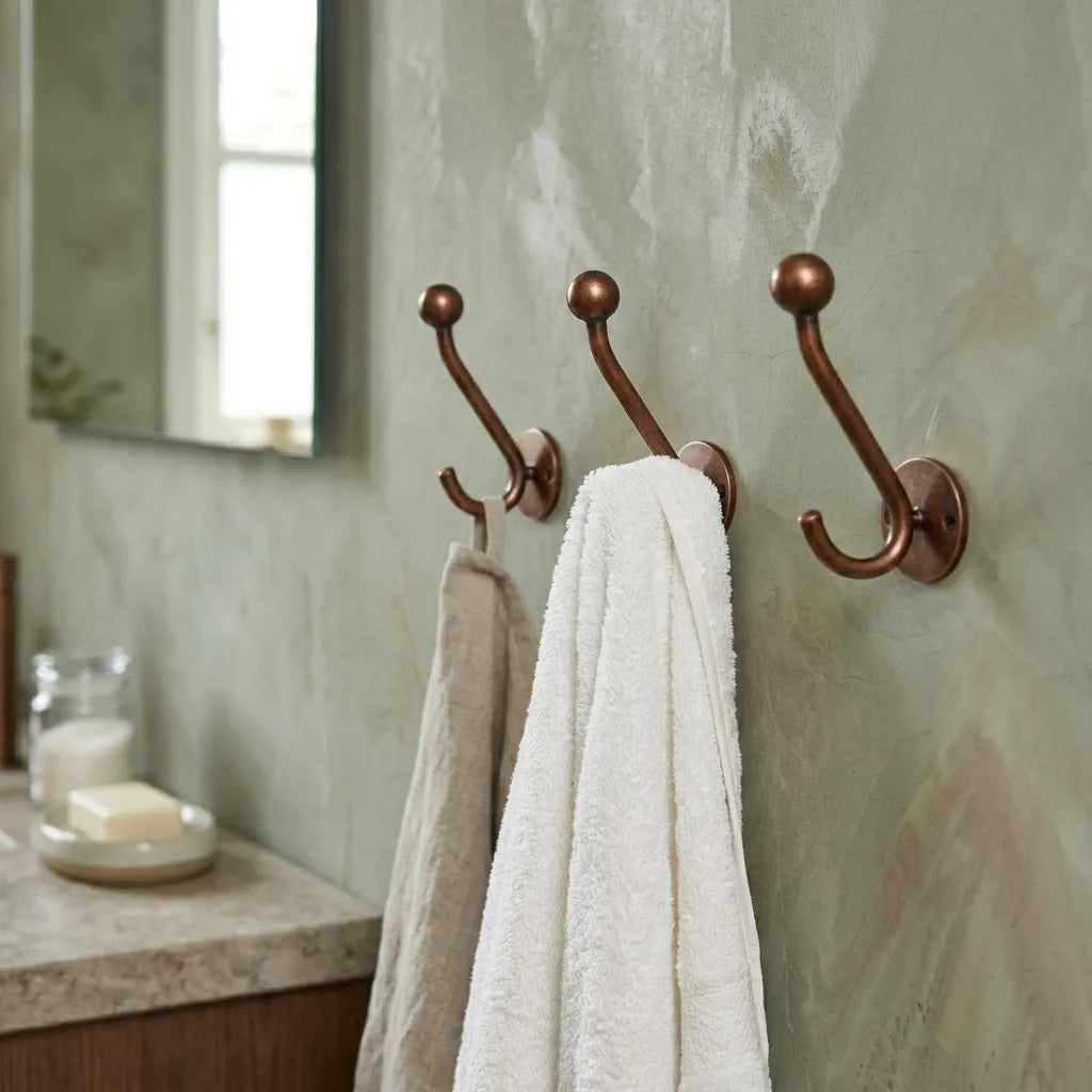 Rustic Aged Copper Wall Hook for Towels, Robes & Coats