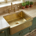Handmade Hammered Brass Farmhouse Kitchen Sink with Apron Front