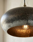 Handmade Oxidized Copper Pendant Light – Rustic Hammered Ceiling Lamp
