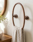 Aged Copper Oval Towel Holder for Rustic Bathroom Walls