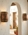 Handmade Hammered Copper Wall Sconce – Rustic Patina Wall Light