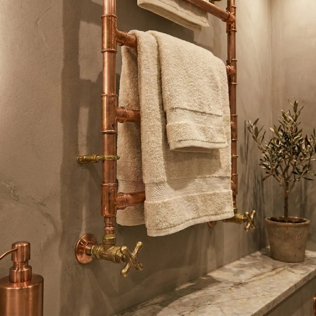 Copper Ladder Towel Rack – Rustic Wall Bathroom Rail